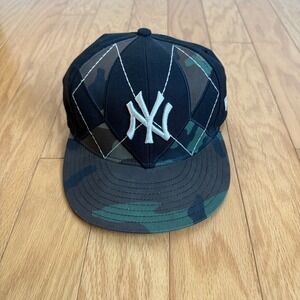 New Era 59FIFTY‎ Fitted Baseball Cap New York Yankees Camo Diamond Size 7 1/4